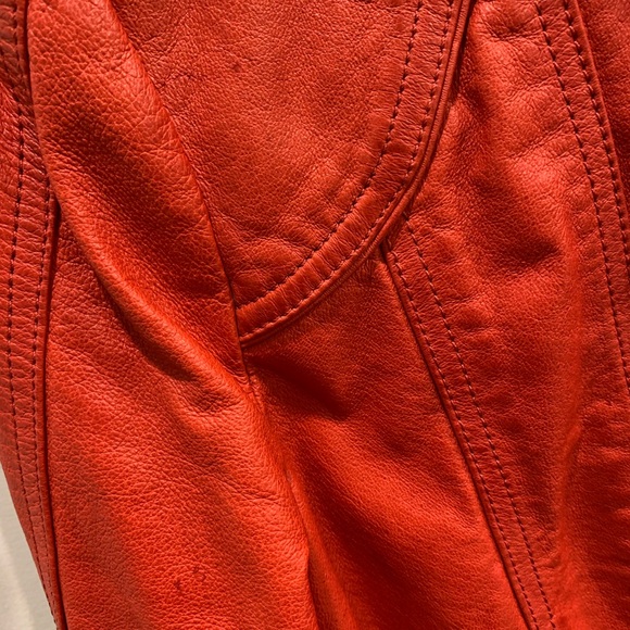 Danier, red genuine leather jacket, size 12 - Picture 6 of 9